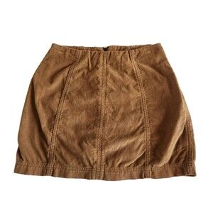 Free People Womens Skirt Size 0 Brown Mini Modern Femme Corduroy Back Zipper